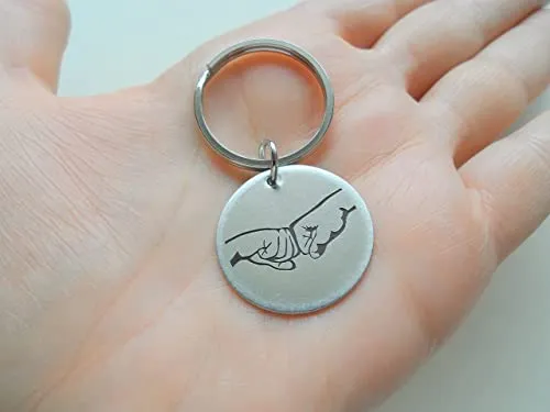 Custom Engraved Fist Bump Steel Disc Keychain, for Couples or Best Friends, Anniversary Gift Keychain, Option to add Backside Engraving