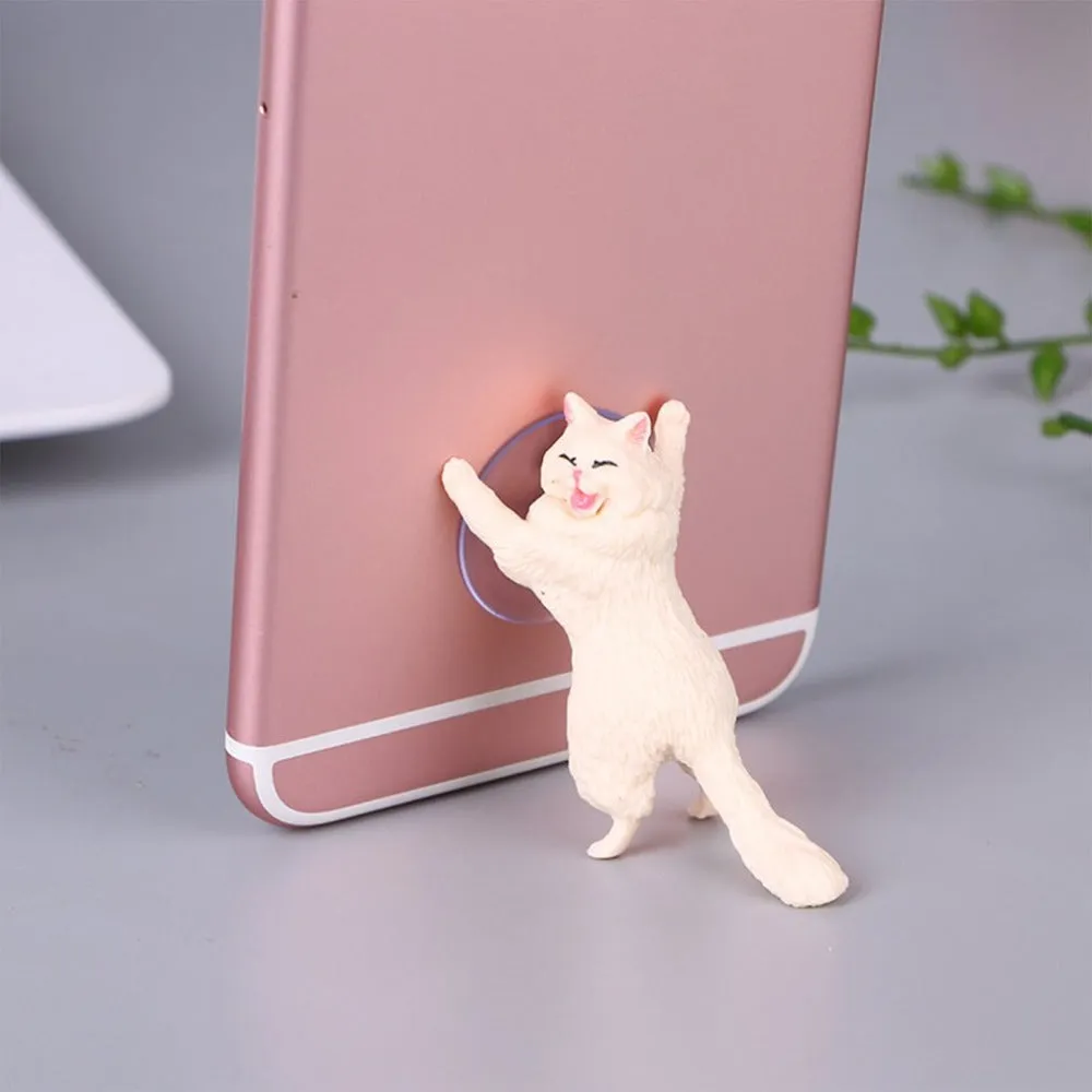 Cute Cartoon Cat Phone Holder Car Mount Sucker Bracket Universal for Sumsung Huawei LG iPhone X XS 8 7 6 brown