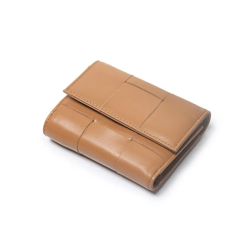 Cyflymder Luxury Women Wallets Genuine Leather Card Holders Handmade Woven Money Clip Genuine Leather Coin Purse Brand Wallets