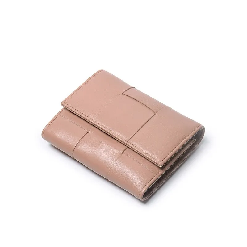 Cyflymder Luxury Women Wallets Genuine Leather Card Holders Handmade Woven Money Clip Genuine Leather Coin Purse Brand Wallets