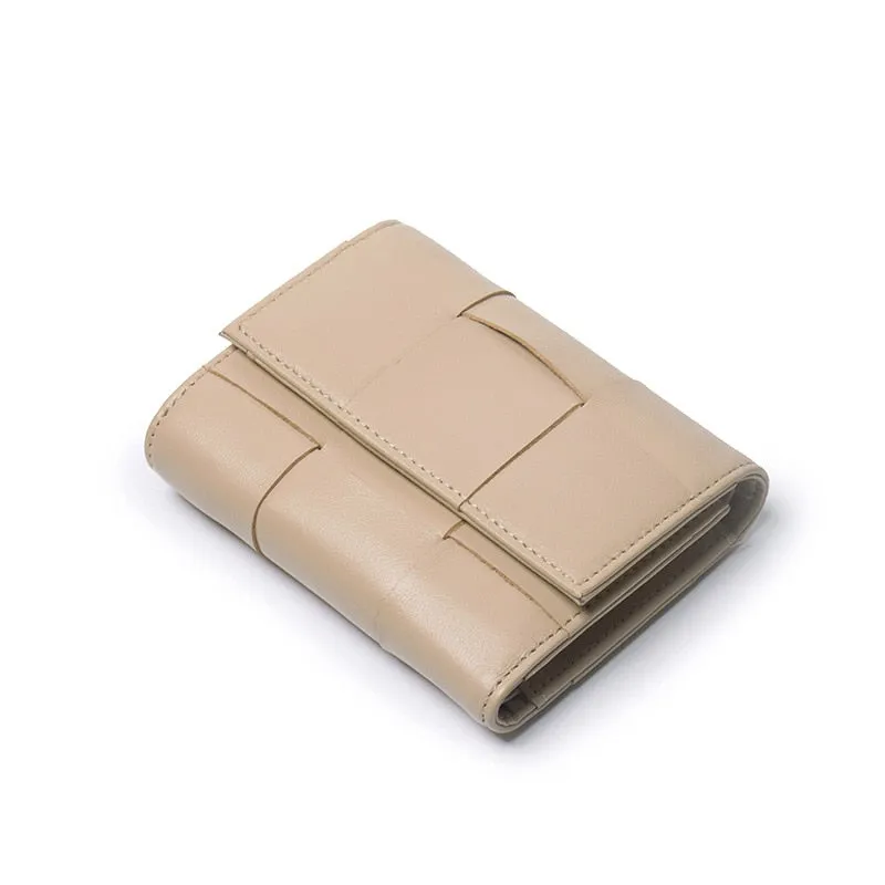 Cyflymder Luxury Women Wallets Genuine Leather Card Holders Handmade Woven Money Clip Genuine Leather Coin Purse Brand Wallets