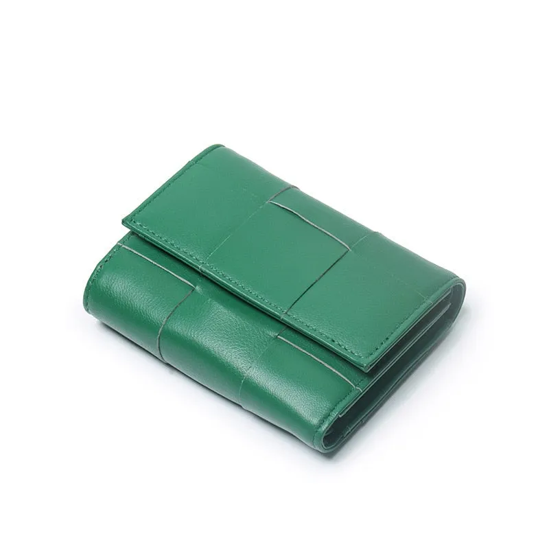 Cyflymder Luxury Women Wallets Genuine Leather Card Holders Handmade Woven Money Clip Genuine Leather Coin Purse Brand Wallets