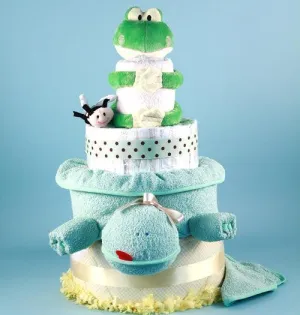 Deluxe Friendly Frog Diaper Cake Baby Gift