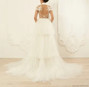 Detachable Tiered Bridal Overskirt (# Nellie)