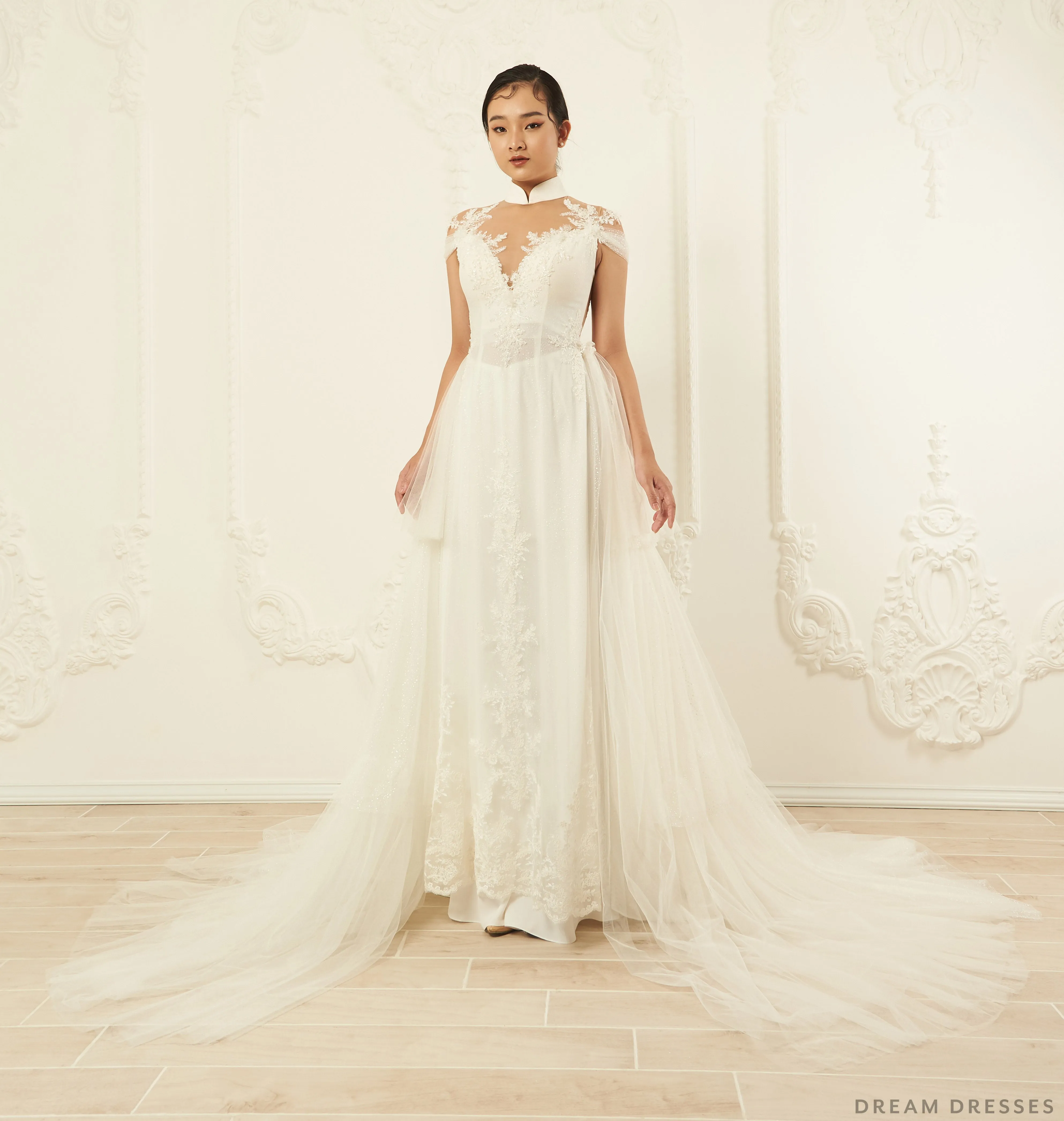 Detachable Tiered Bridal Overskirt (# Nellie)