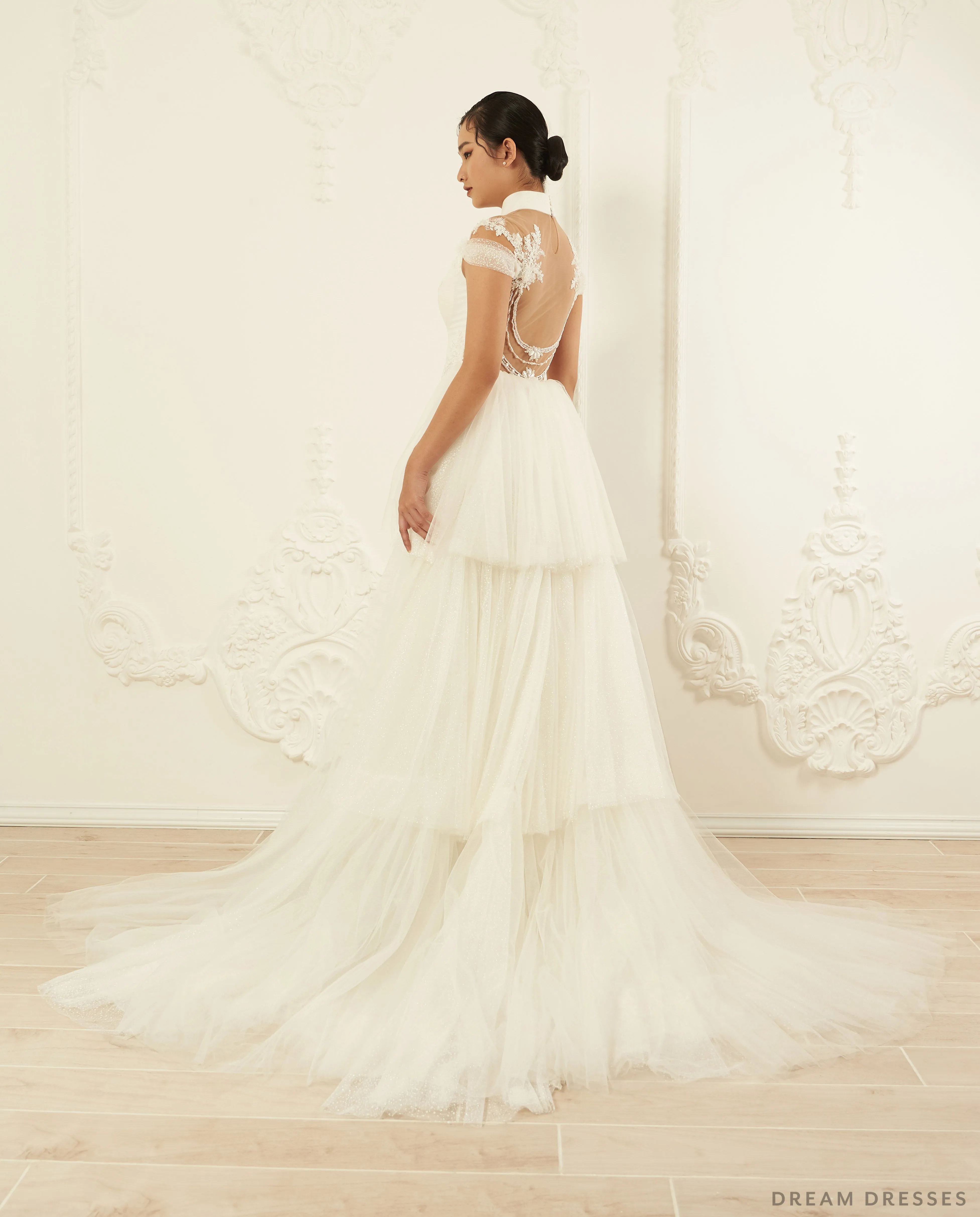 Detachable Tiered Bridal Overskirt (# Nellie)