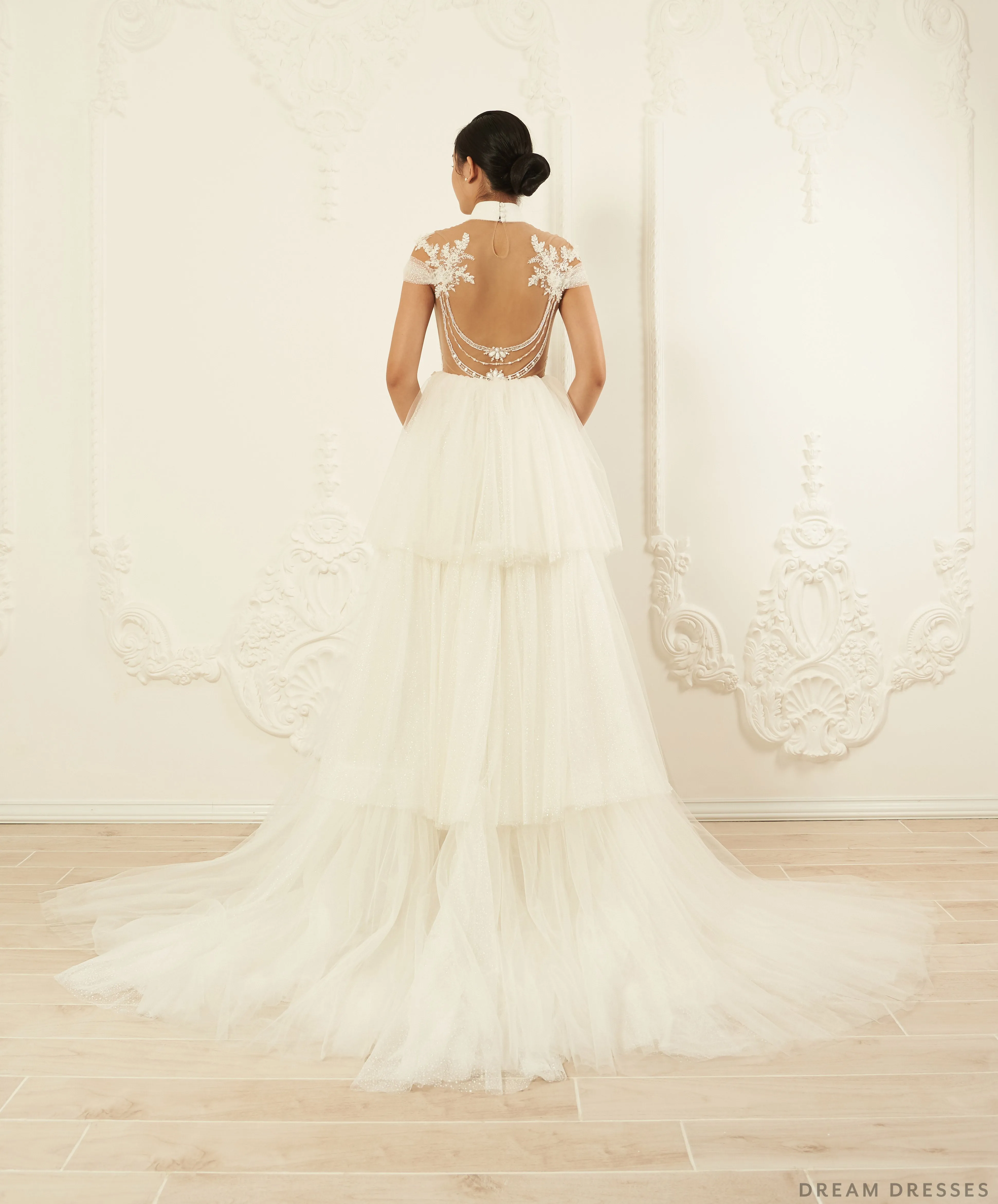 Detachable Tiered Bridal Overskirt (# Nellie)