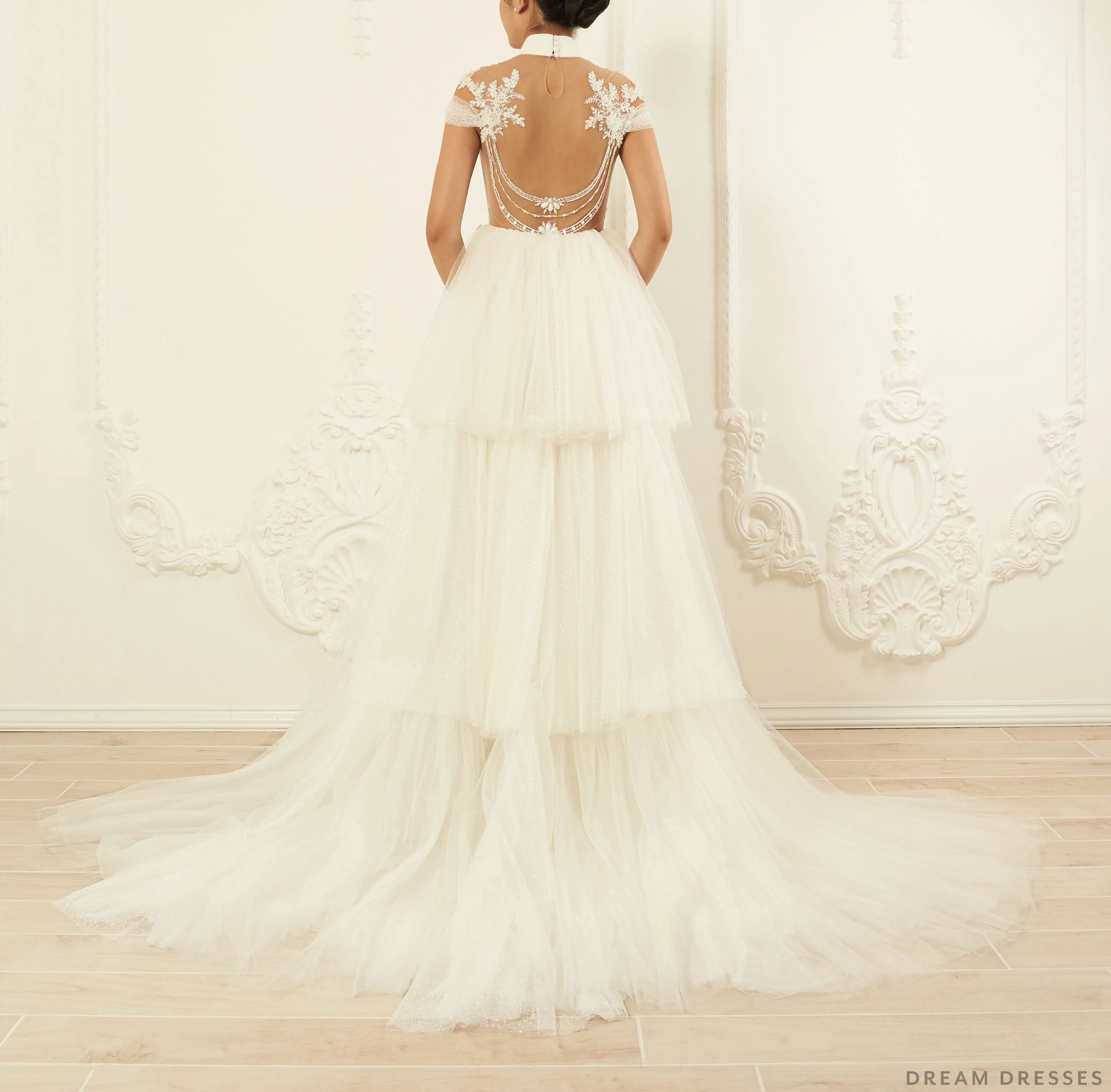 Detachable Tiered Bridal Overskirt (# Nellie)