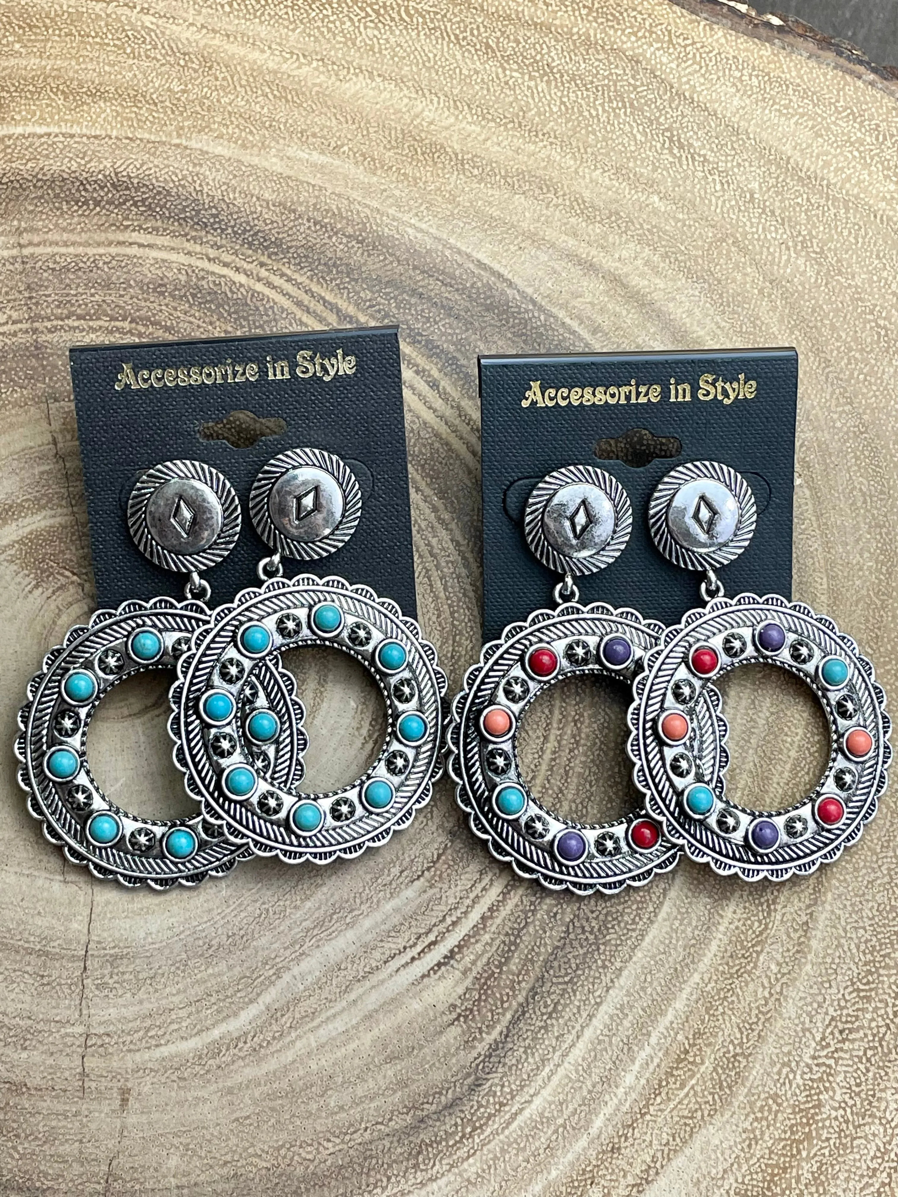 Diamond Post Stamped Hoop Earrings