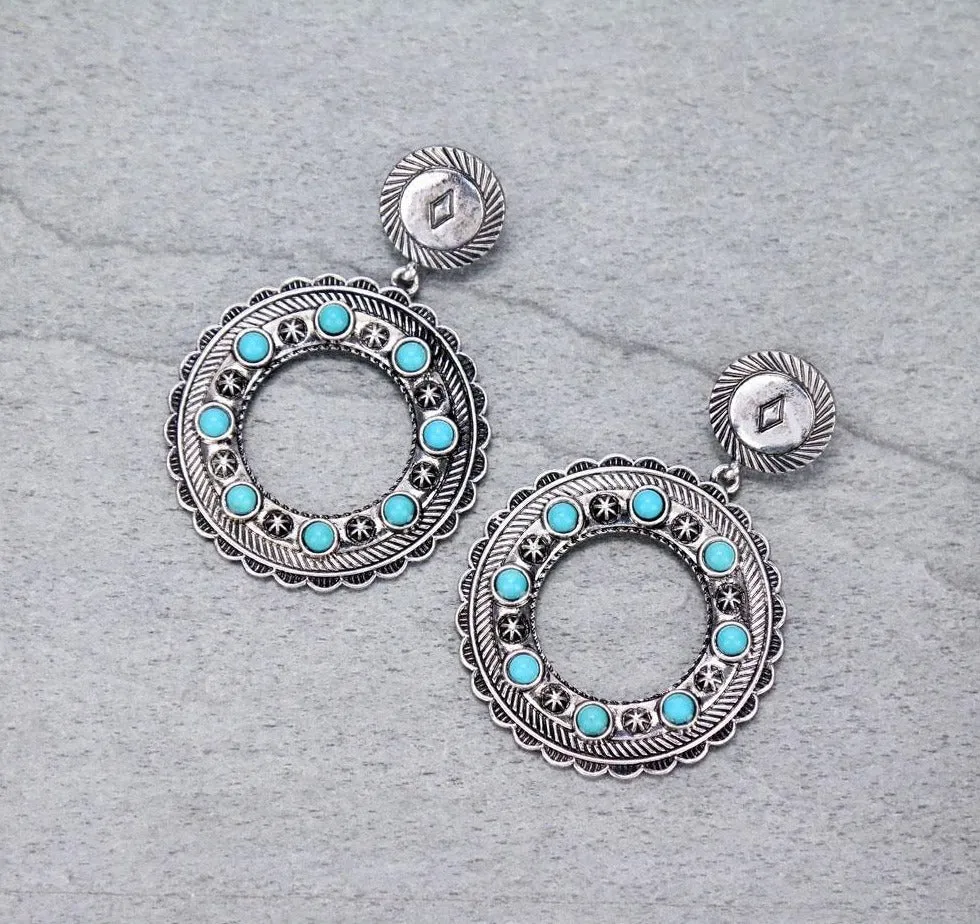 Diamond Post Stamped Hoop Earrings