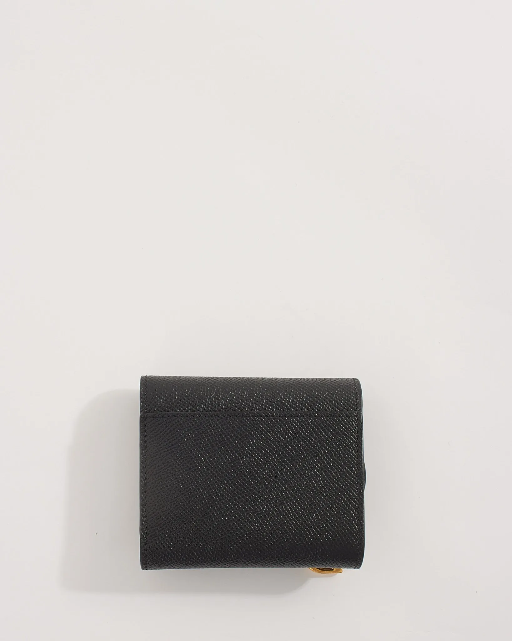 Dior Black Grained Calfskin Leather Saddle Lotus Wallet