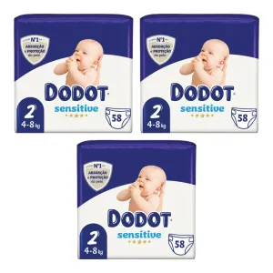 DODOT Pack 3 Bags 58 baby dry diapers 4-8 kg size 2 (174 diapers in total)