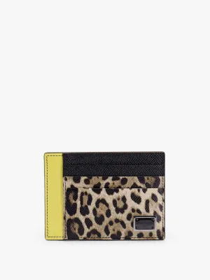 Dolce E Gabbana Saffiano Leather Card Holder With Animalier Insert