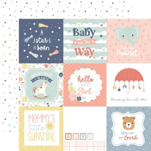 Echo Park - Baby On Board It's a Girl - 12x12 Single Sheet - 4x4 Journaling Cards
