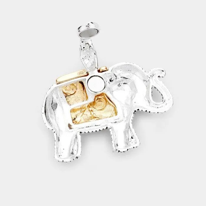 Elephant Embossed Metal Pendant Set