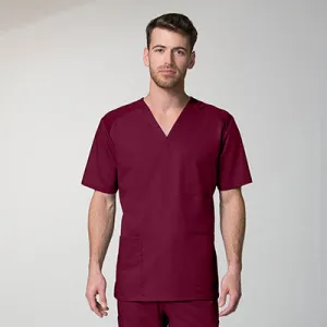 EON 5308 Men’s Mesh Panel 3-Pocket V-Neck Top Wine