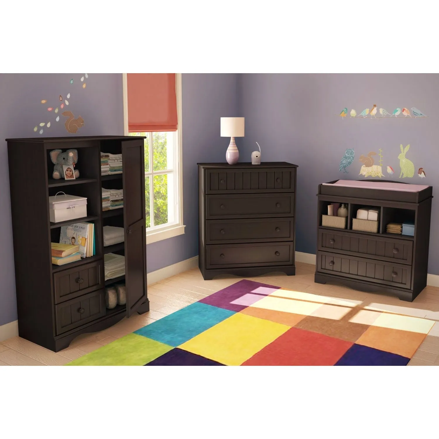 Espresso Wood Baby Diaper Changing Table with 2 Drawers