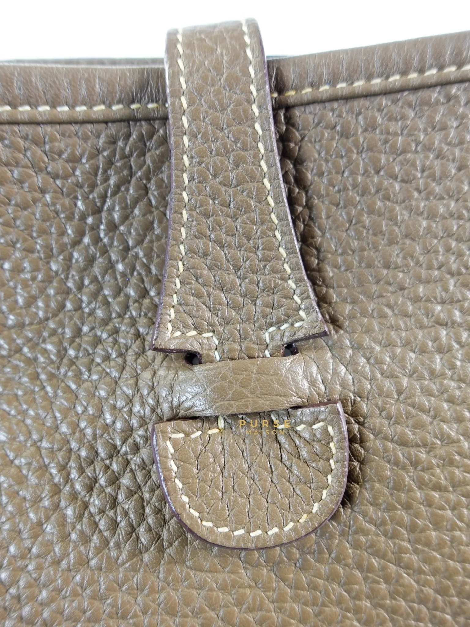 Evelyne III in Taurillion Clemence Etoupe and Palladium Hardware Stamp T