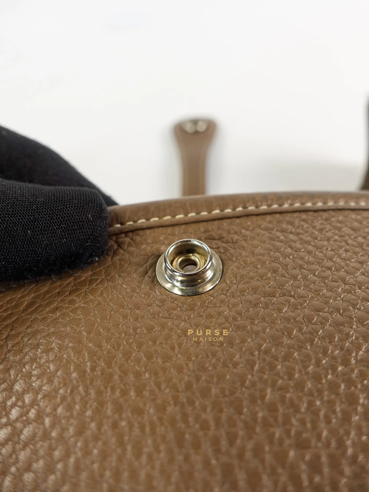 Evelyne III in Taurillion Clemence Etoupe and Palladium Hardware Stamp T
