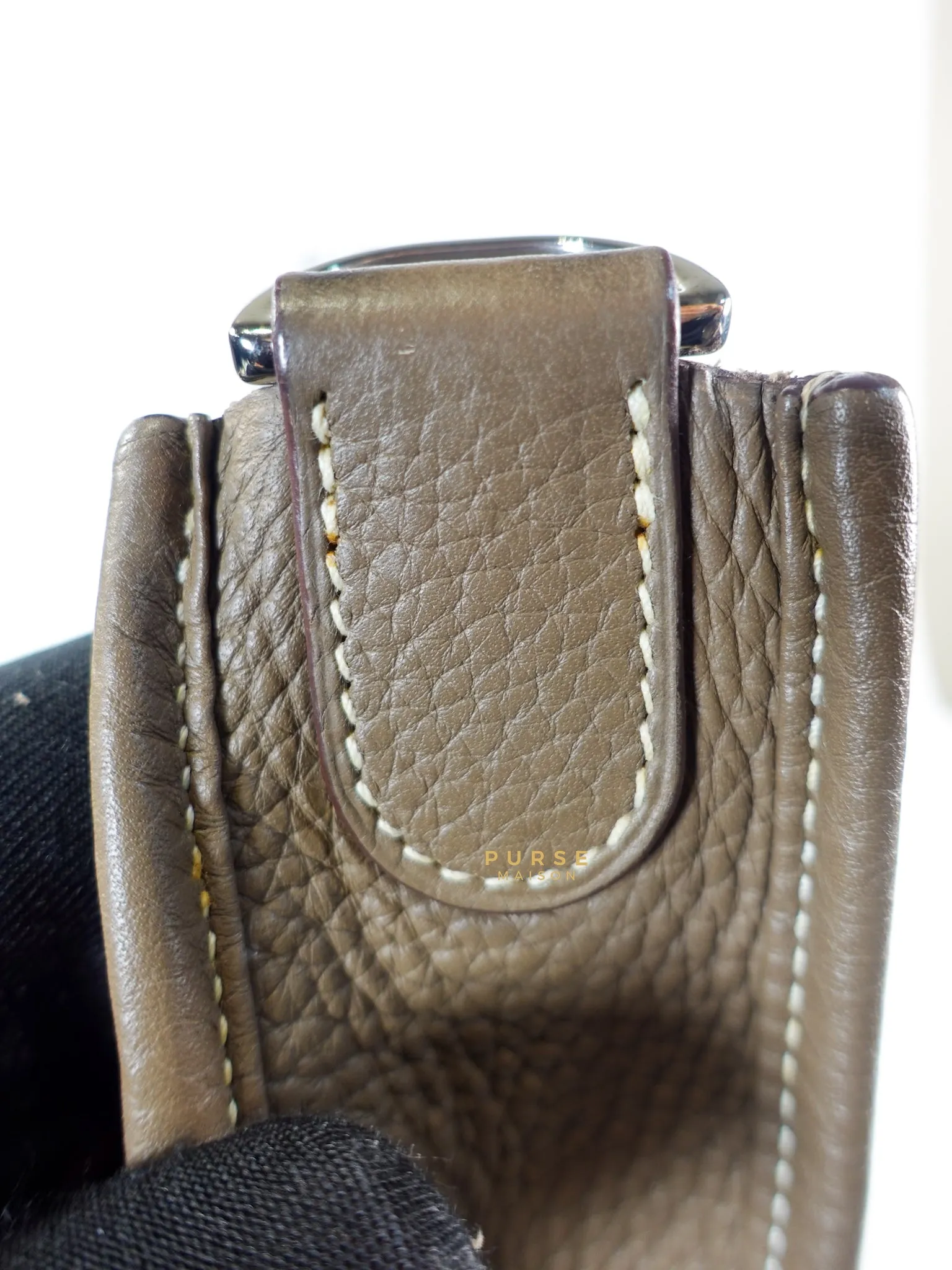 Evelyne III in Taurillion Clemence Etoupe and Palladium Hardware Stamp T