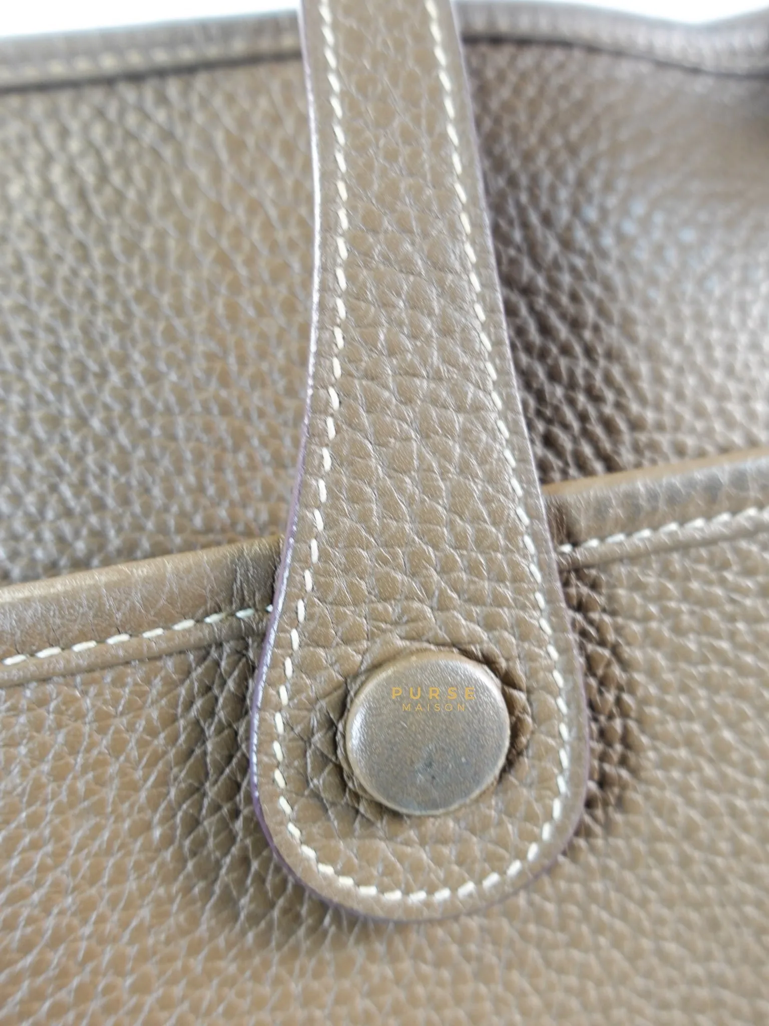 Evelyne III in Taurillion Clemence Etoupe and Palladium Hardware Stamp T
