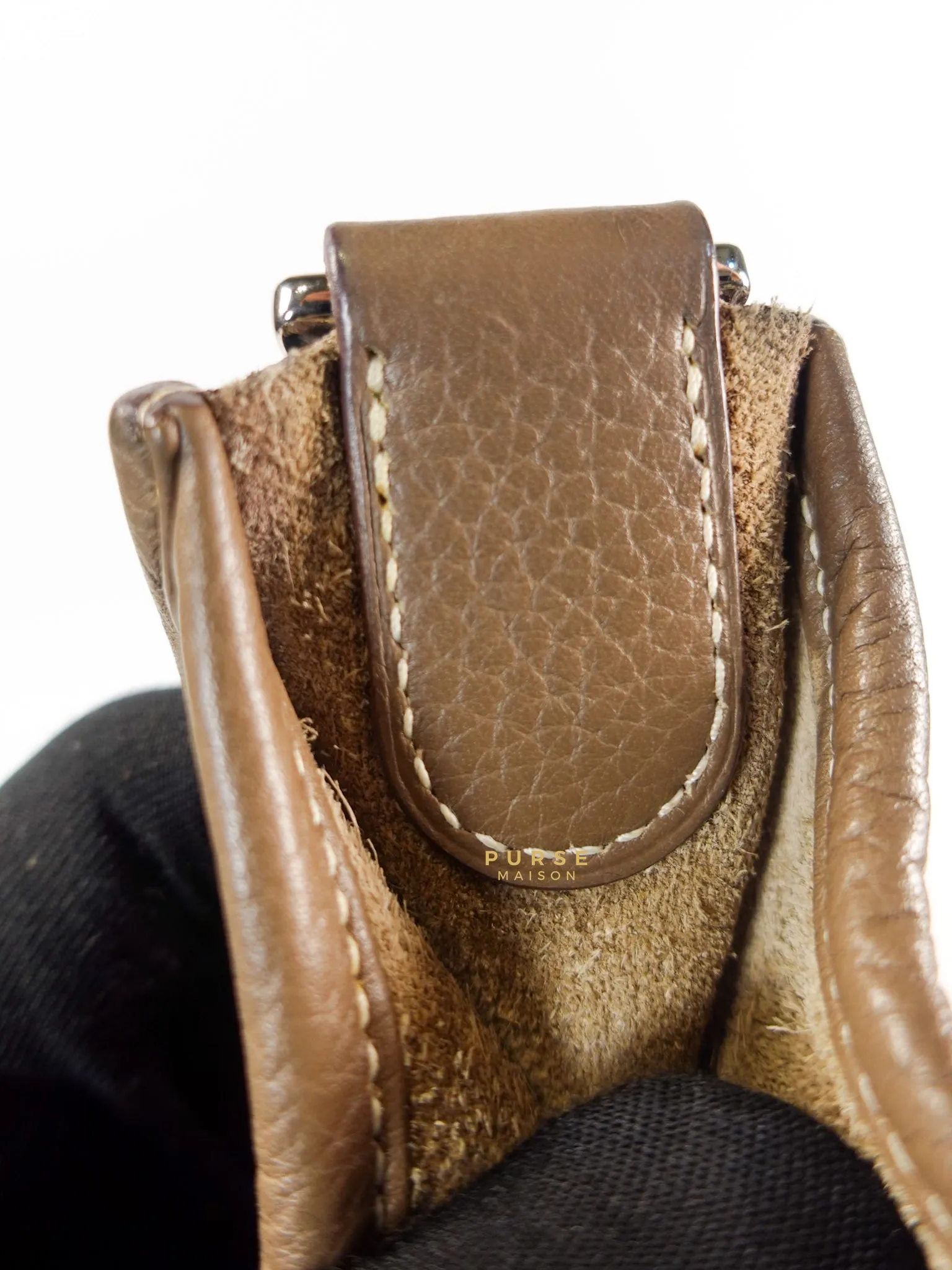 Evelyne III in Taurillion Clemence Etoupe and Palladium Hardware Stamp T