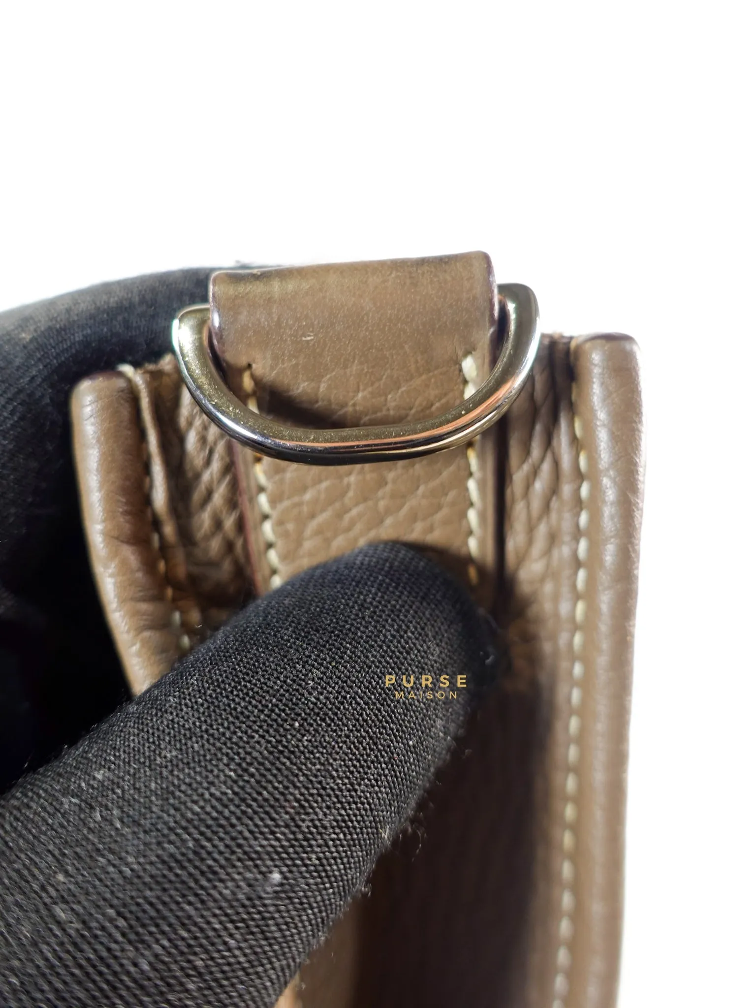 Evelyne III in Taurillion Clemence Etoupe and Palladium Hardware Stamp T