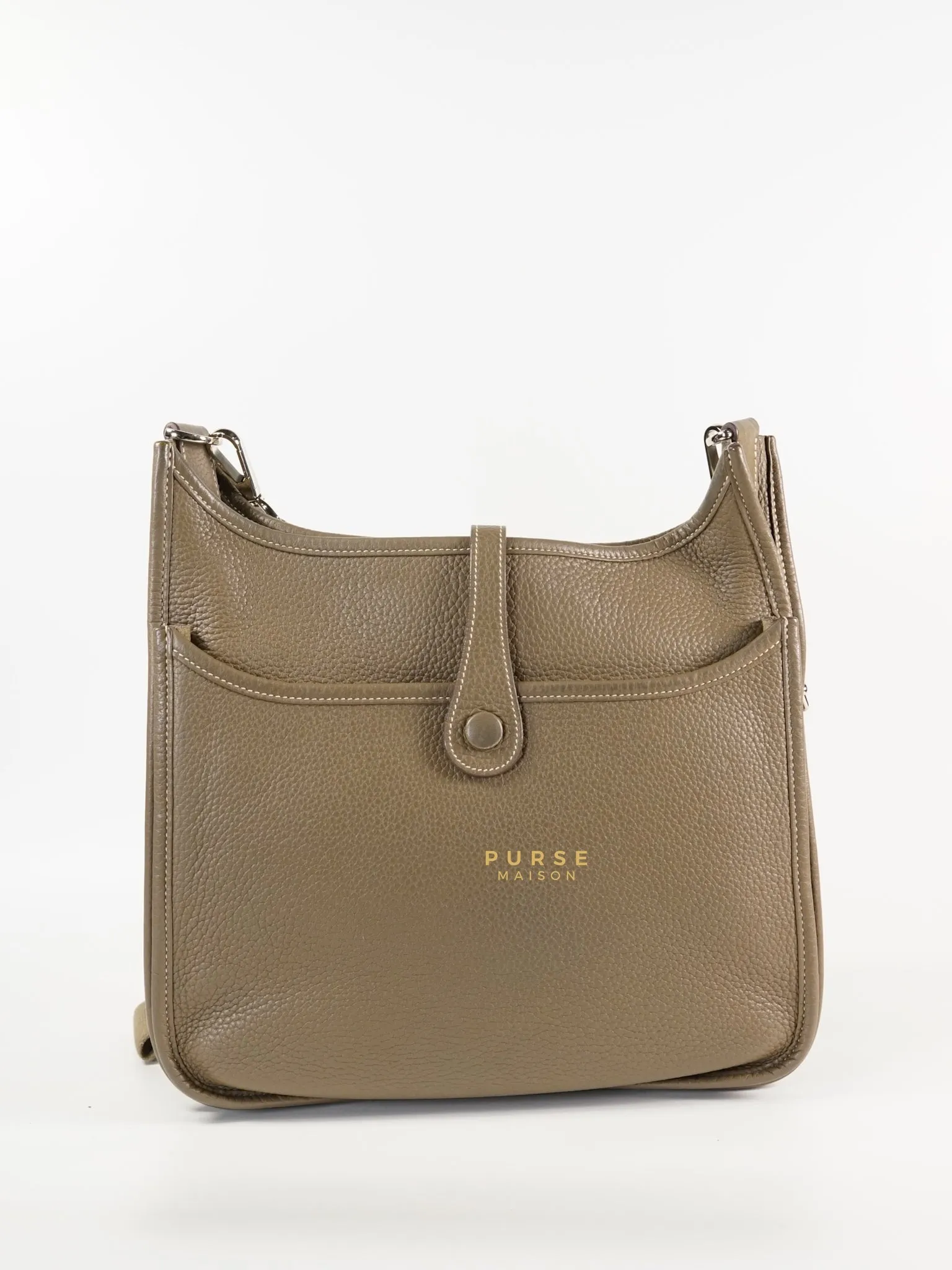 Evelyne III in Taurillion Clemence Etoupe and Palladium Hardware Stamp T