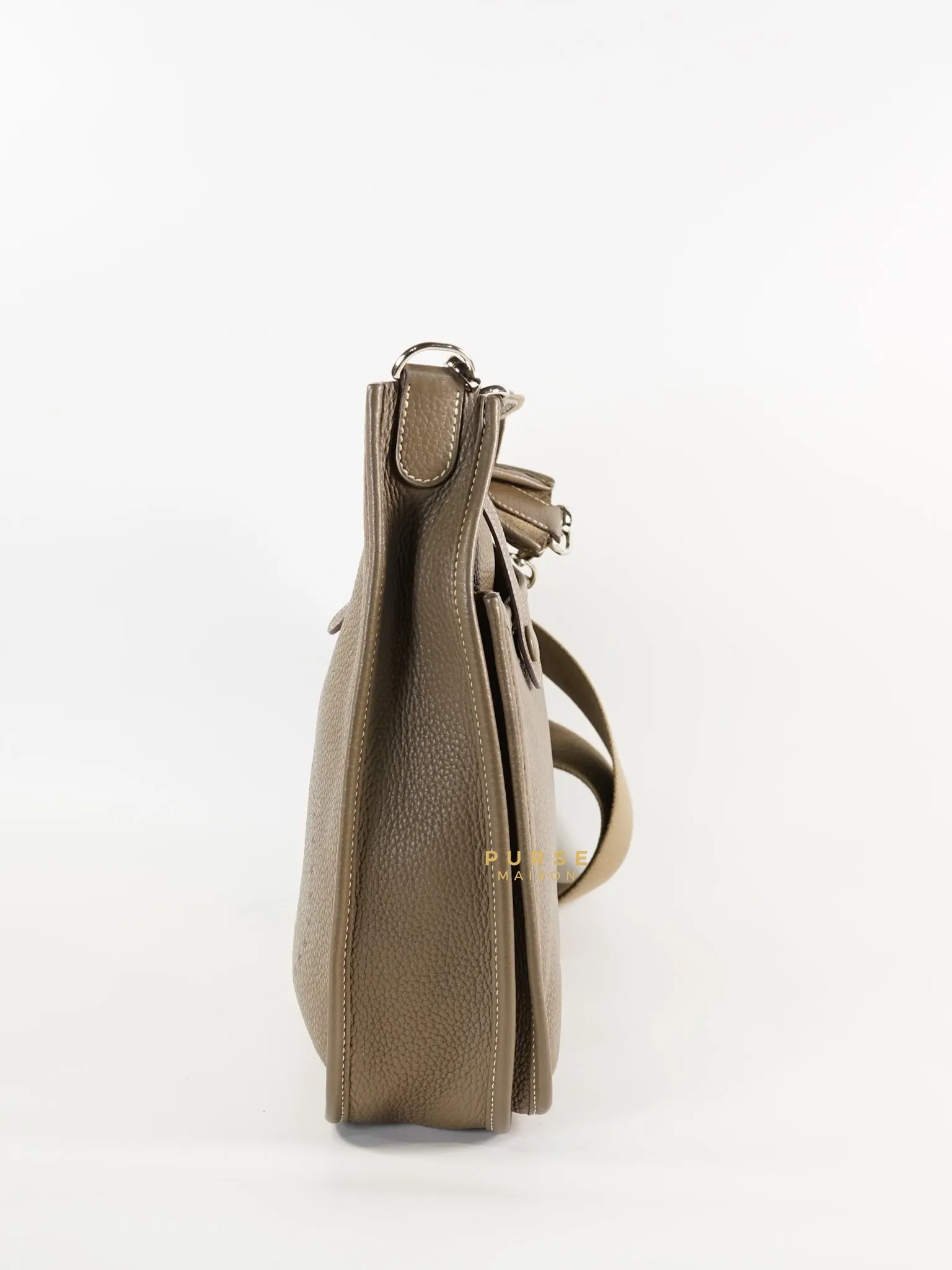 Evelyne III in Taurillion Clemence Etoupe and Palladium Hardware Stamp T