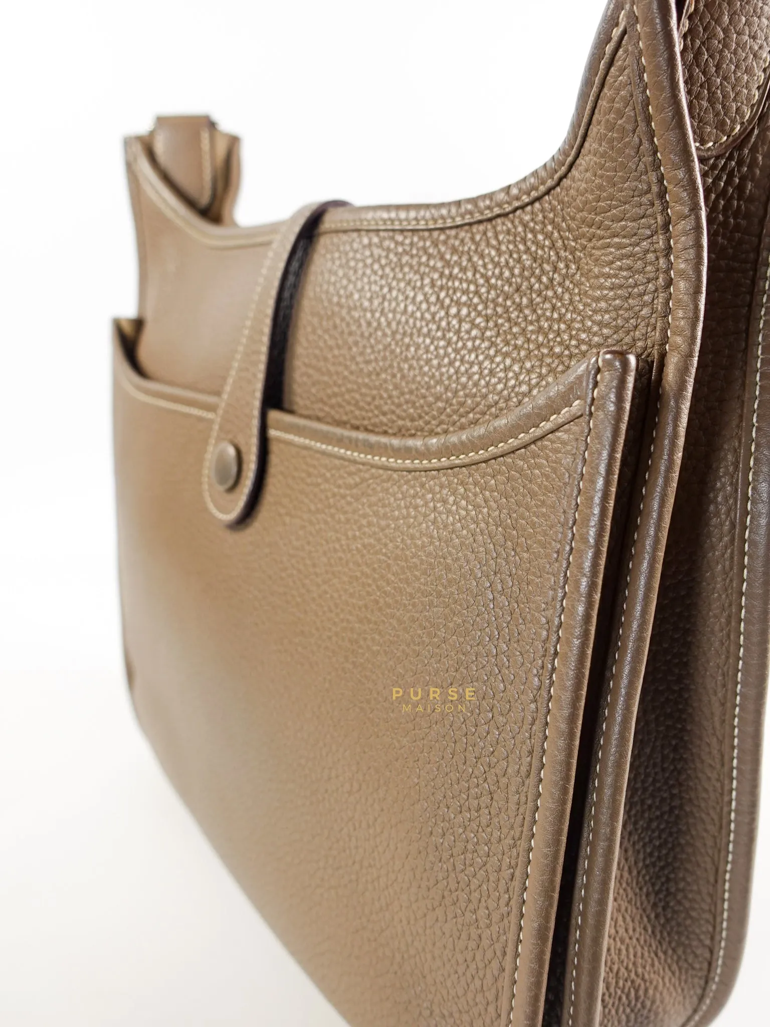 Evelyne III in Taurillion Clemence Etoupe and Palladium Hardware Stamp T