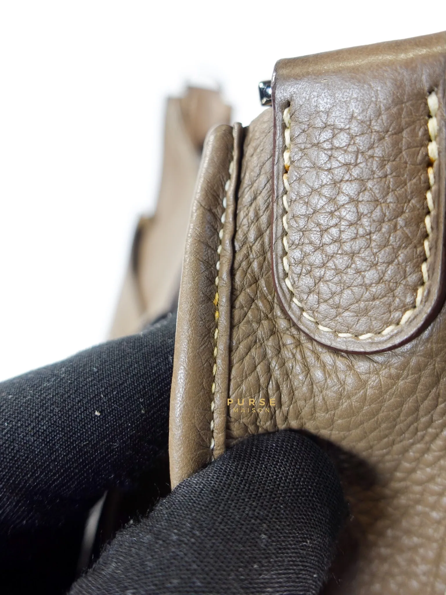 Evelyne III in Taurillion Clemence Etoupe and Palladium Hardware Stamp T