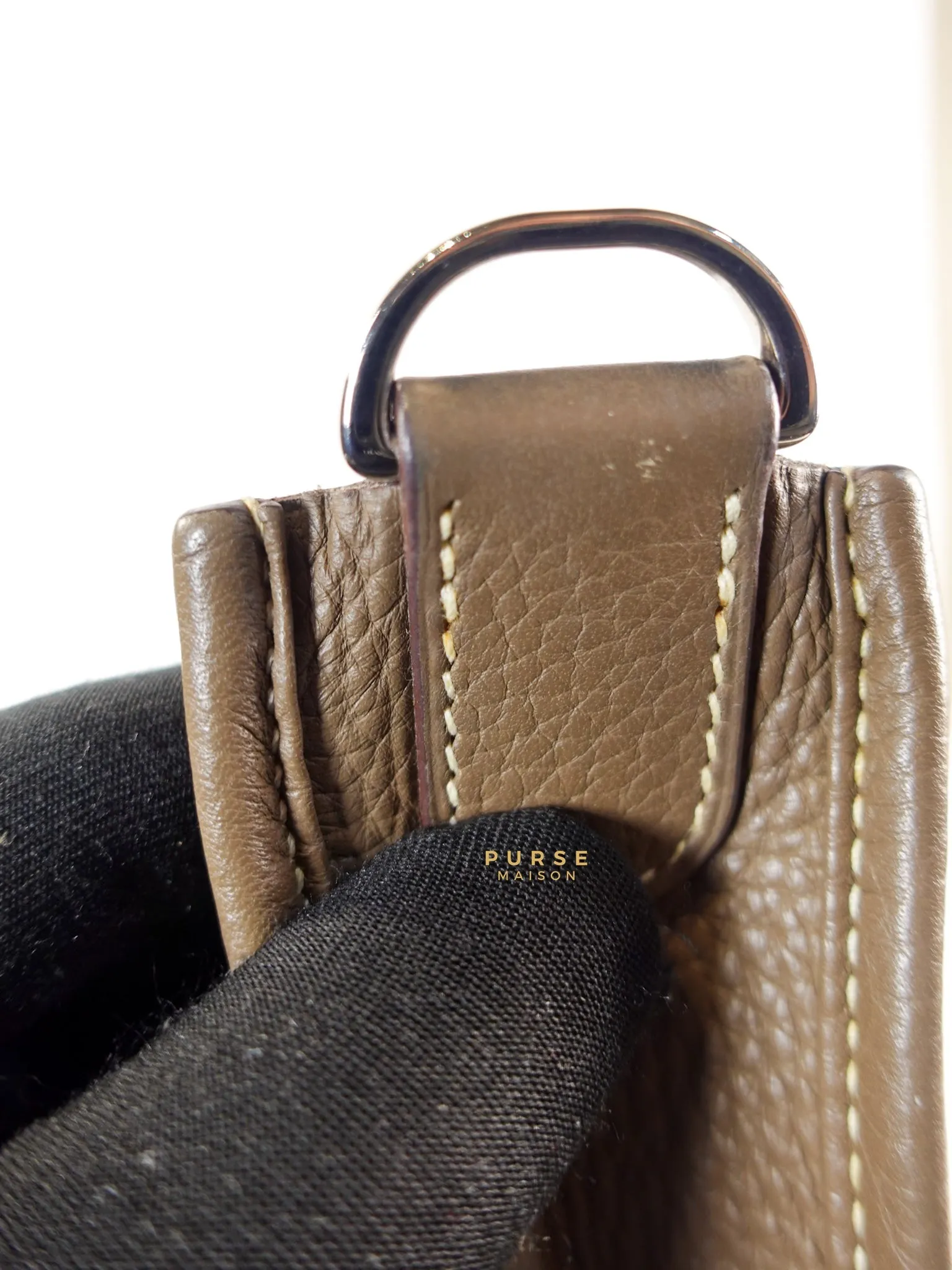 Evelyne III in Taurillion Clemence Etoupe and Palladium Hardware Stamp T