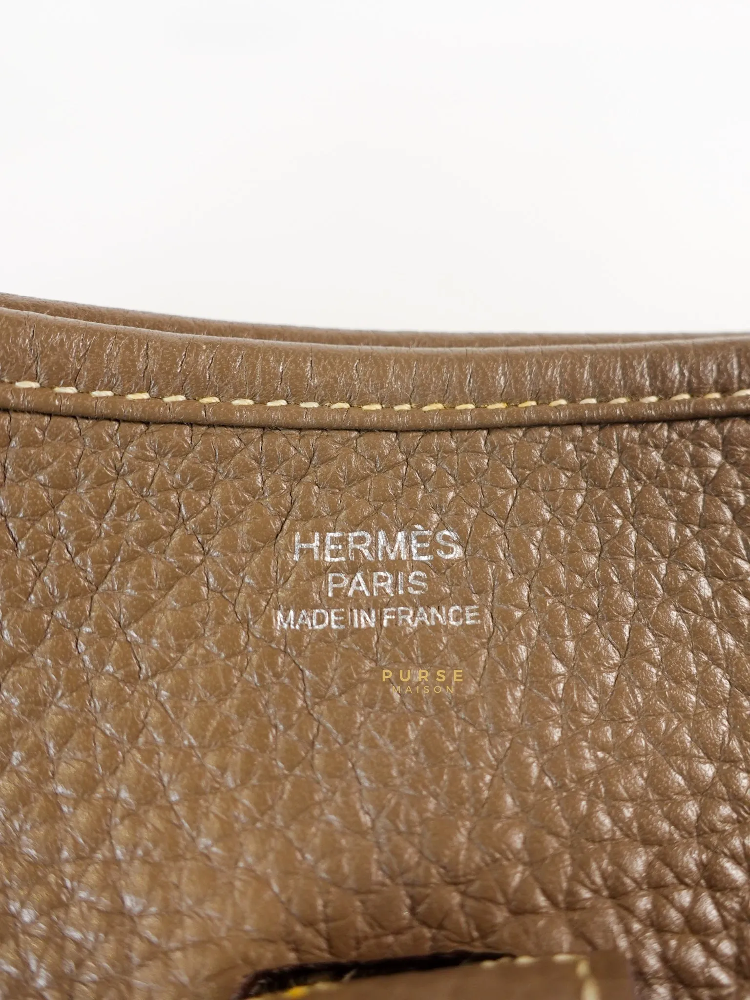 Evelyne III in Taurillion Clemence Etoupe and Palladium Hardware Stamp T