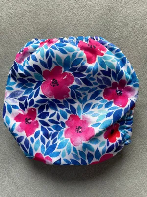 F189-pink flowers with blue leaves-Mama Koala Pocket Diaper 1.0