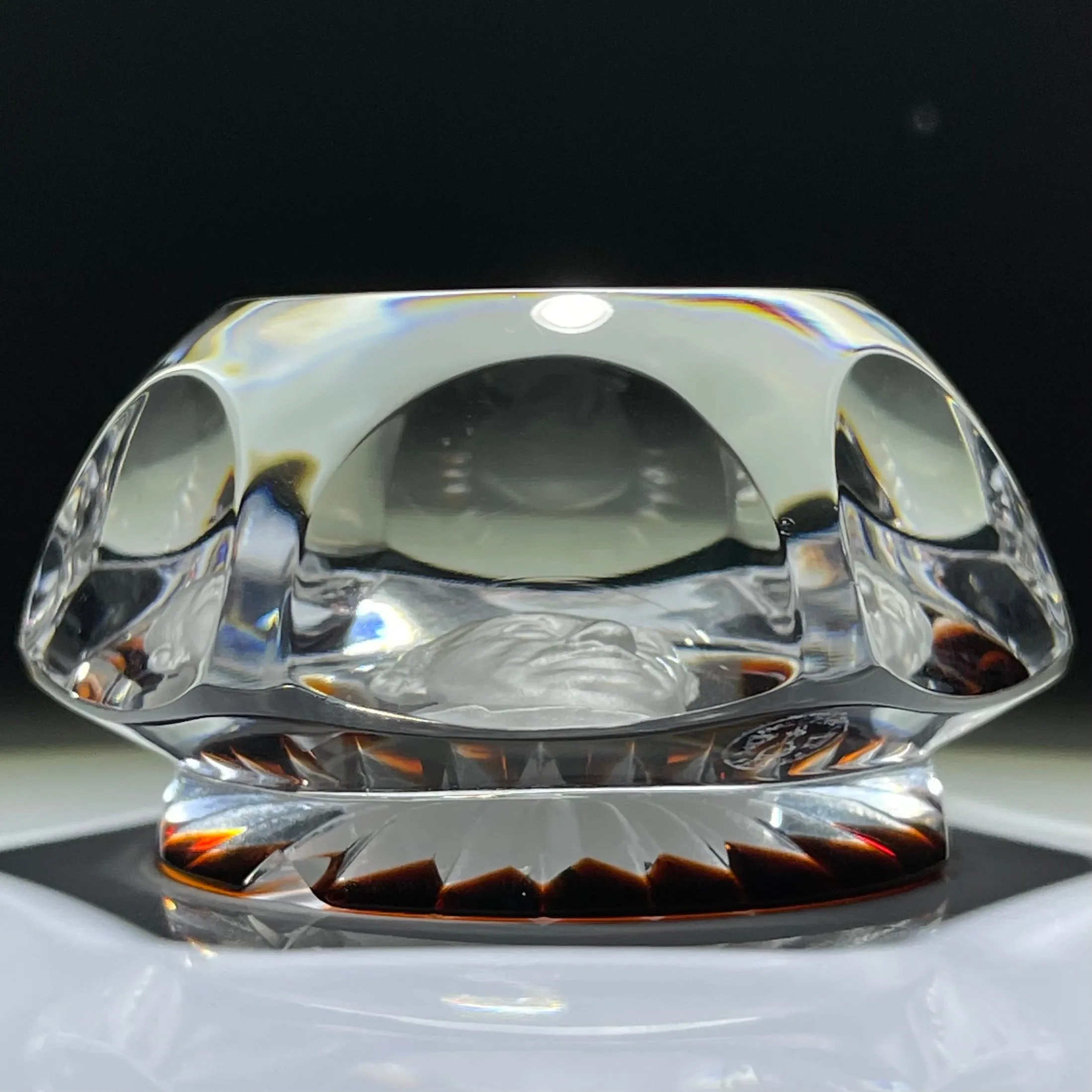 Faceted Baccarat Crystal 1969 Adlai Stevenson Sulphide on Transparent Amber