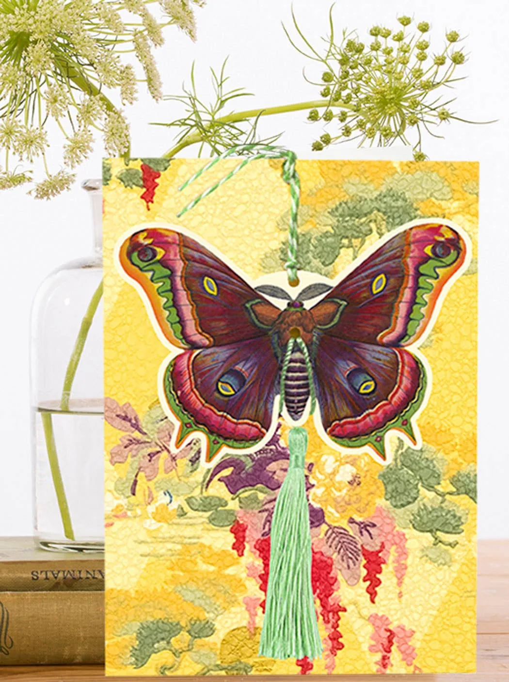 FD028P ~ Large Fandangle greeting card with glitter & tassel