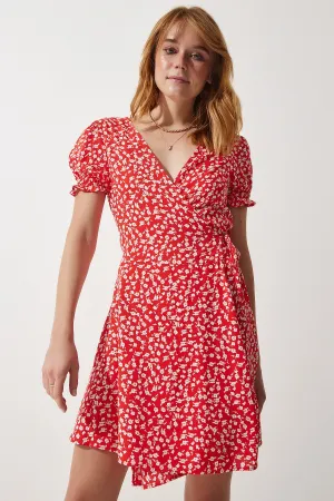 Female Orange Patterned viscose weaving dress ub00111