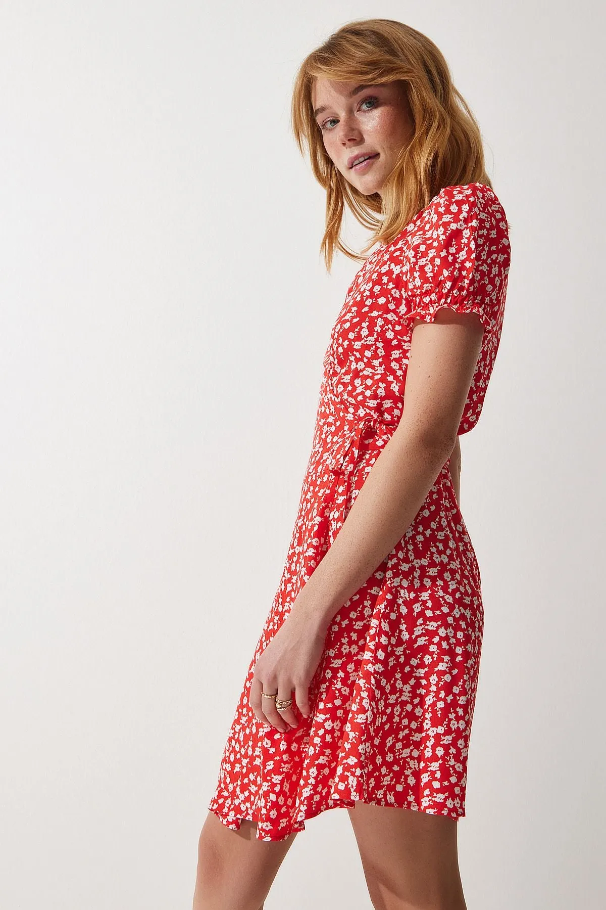 Female Orange Patterned viscose weaving dress ub00111