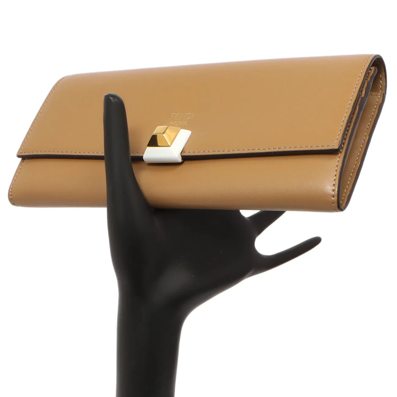 Fendi Brown Vitello Liberty Studded Continental Wallet