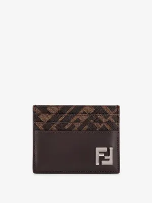 Fendi Ff Fabric And Leather Card Holder