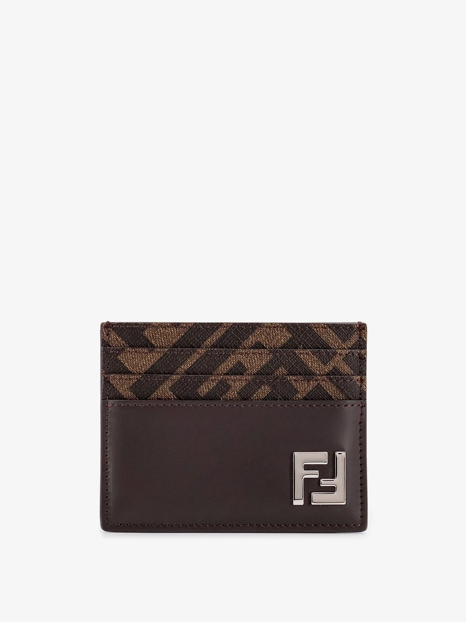 Fendi Ff Fabric And Leather Card Holder