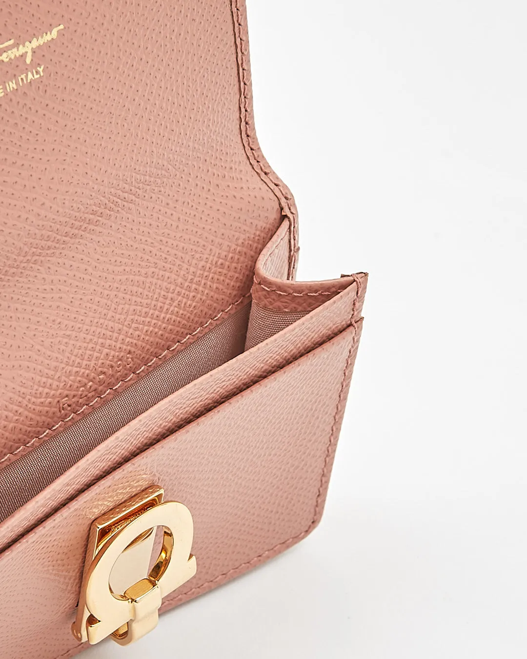 Ferragamo Blush Leather Card Holder Key Chain
