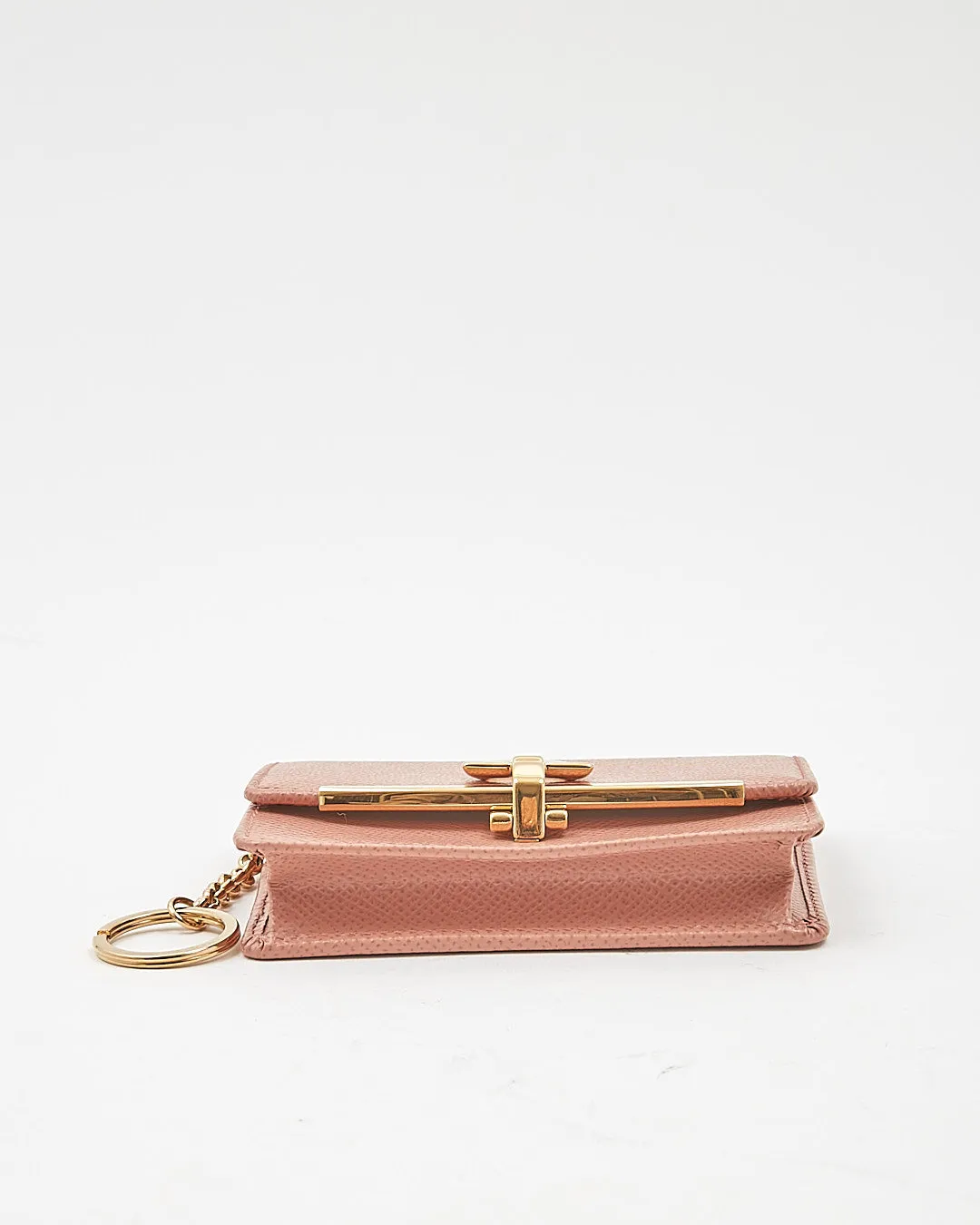 Ferragamo Blush Leather Card Holder Key Chain