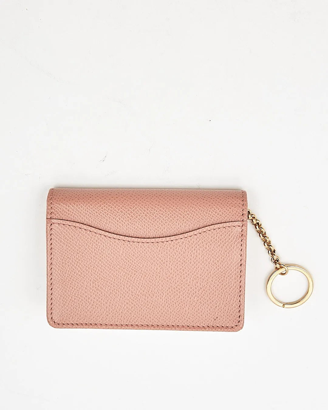 Ferragamo Blush Leather Card Holder Key Chain