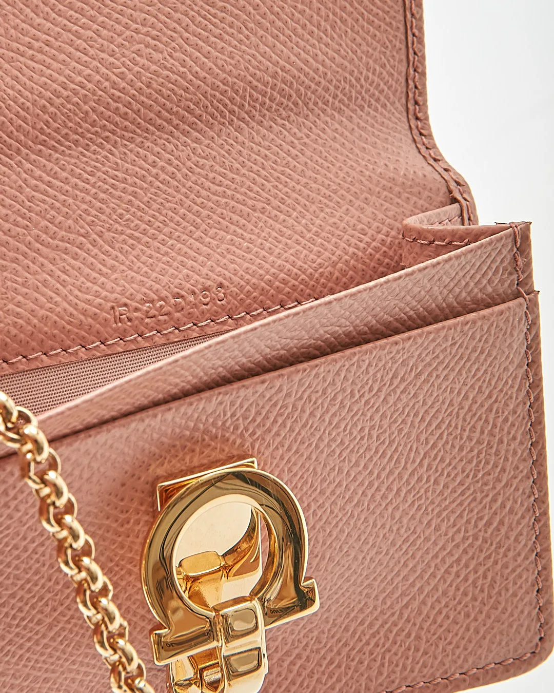 Ferragamo Blush Leather Card Holder Key Chain