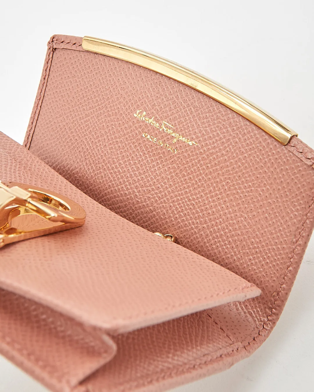 Ferragamo Blush Leather Card Holder Key Chain