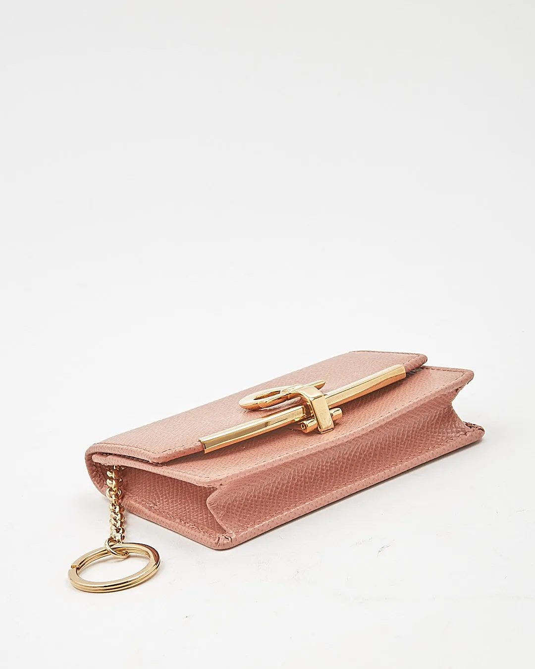 Ferragamo Blush Leather Card Holder Key Chain