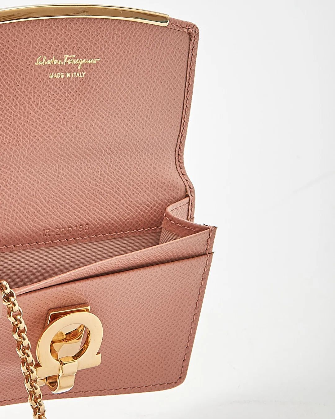 Ferragamo Blush Leather Card Holder Key Chain