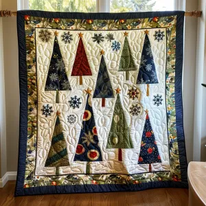 Festive Christmas Tree Quilted Blanket NCU0PD310