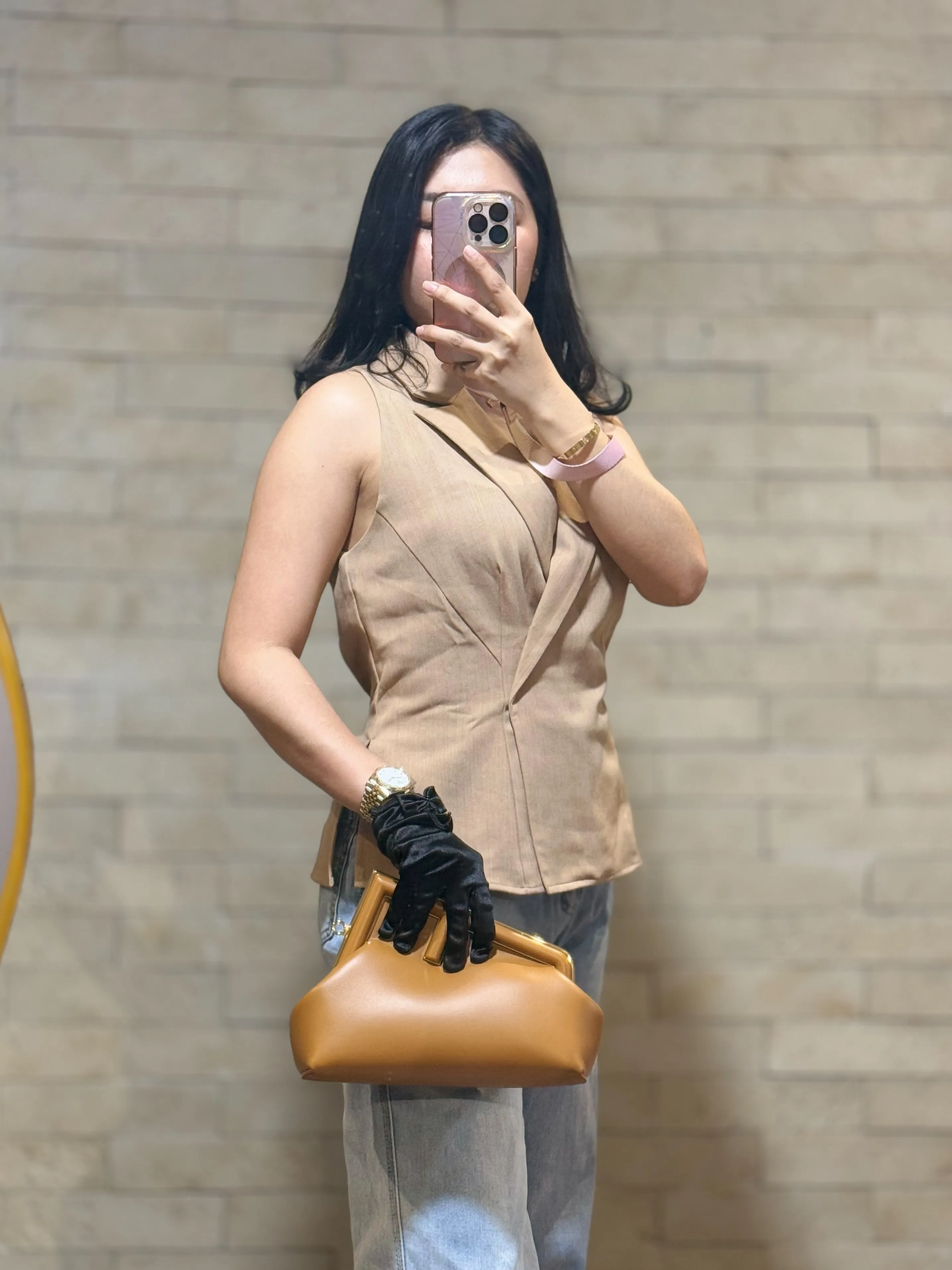 First Napa Leather Bag Camel Small